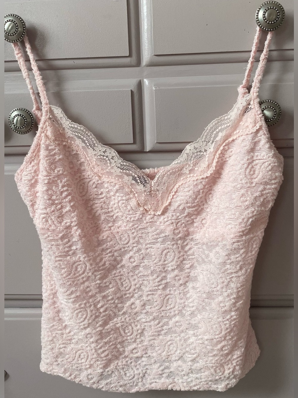 Almost new! Worn once! Pale pink lace stretch cami top size M